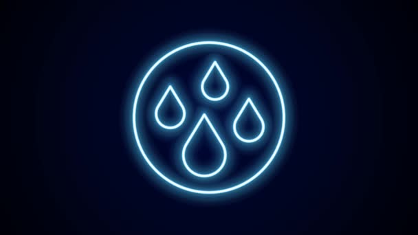 Leuchtende Neon-Linie Wassertropfen-Symbol isoliert auf schwarzem Hintergrund. 4K Video Motion Grafik Animation. - Filmmaterial, Video