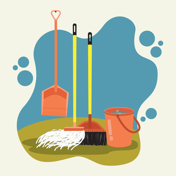 Cleaning tools graphic vector illustration - Vector, Image