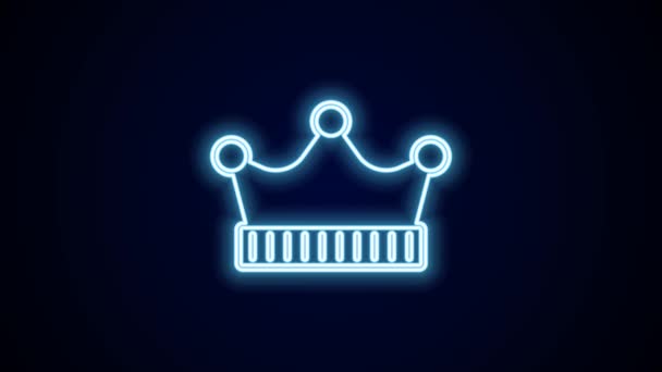 Luminosa linea al neon icona della corona del re isolata su sfondo nero. Animazione grafica 4K Video motion. - Filmati, video