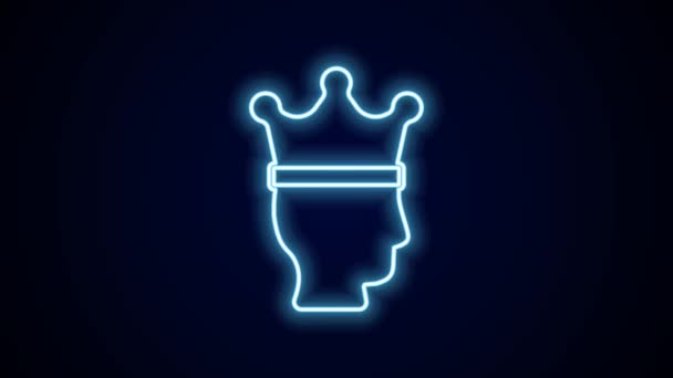 Lumineux néon ligne Roi couronne icône isolée sur fond noir. Animation graphique de mouvement vidéo 4K. - Séquence, vidéo