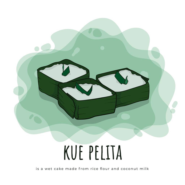 Kue pelita es un pastel húmedo hecho de harina de arroz y leche de coco. - Vector, Imagen