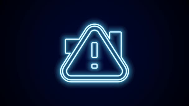 Glowing neon line Exclamation mark in triangle icon isolated on black background. Hazard warning sign, careful, attention, danger warning important. 4K Video motion graphic animation. - Footage, Video