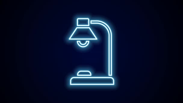 Gloeiende neon lijn Tafellamp pictogram geïsoleerd op zwarte achtergrond. 4K Video motion grafische animatie. - Video