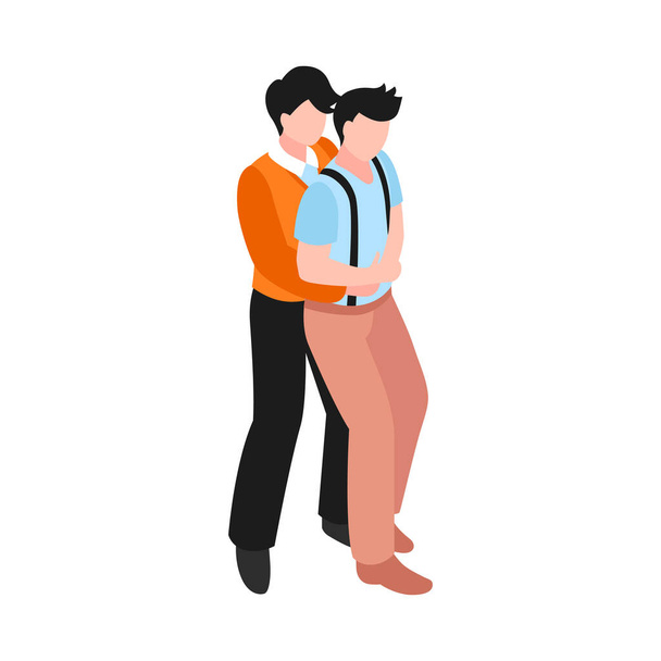 Izometrický sex homosexuální lgbt lesbičky gayové bisexuální transgender rodinné složení s lidskými znaky vektorové ilustrace - Vektor, obrázek