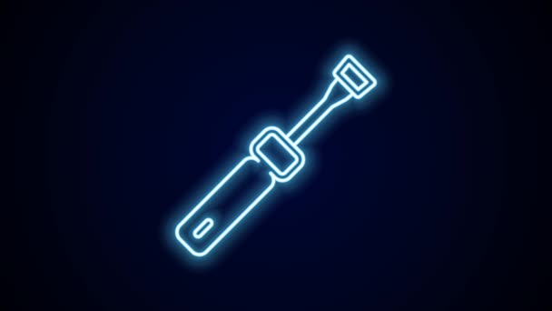 Glowing neon line Screwdriver icon isolated on black background. Service tool symbol. 4K Video motion graphic animation. - Footage, Video