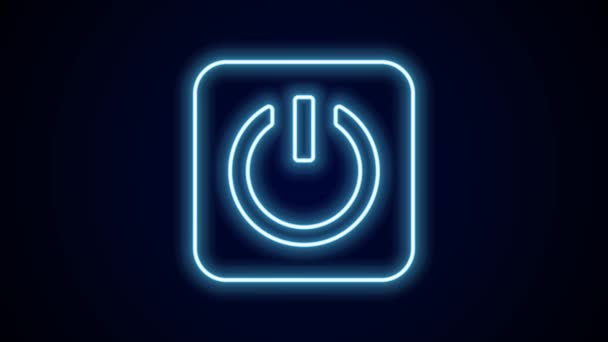 Világító neon vonal Power gomb ikon elszigetelt fekete háttérrel. Indítsd a jelet. 4K Videó mozgás grafikus animáció. - Felvétel, videó