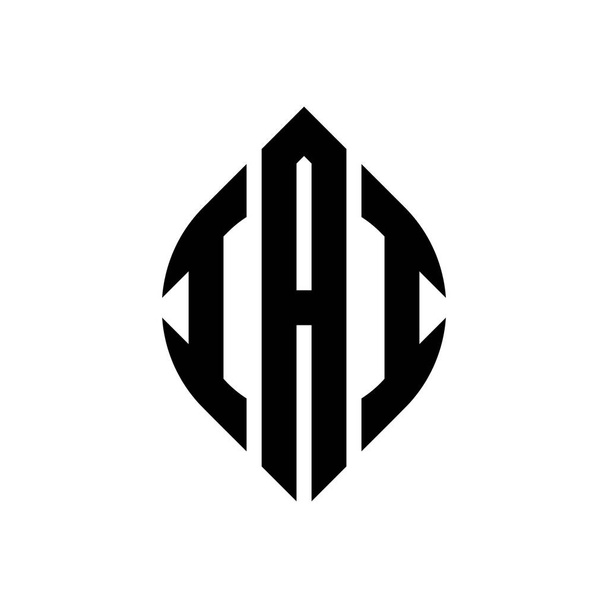 IAI körbetű logó design kör és ellipszis alakú. IAI ellipszis betűk tipográfiai stílusban. A három monogram egy kör logót alkot. IAI Circle Emblem Absztrakt Monogram Levél Mark Vector. - Vektor, kép