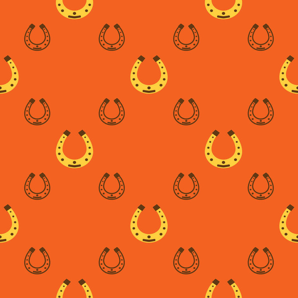 ホースシューとシームレスベクトルパターン。聖パトリックの日の休日の背景。オレンジのカラフルな要素。グリーティングカード、装飾、パッケージデザイン、ウェブのための祭りの背景 - ベクター画像