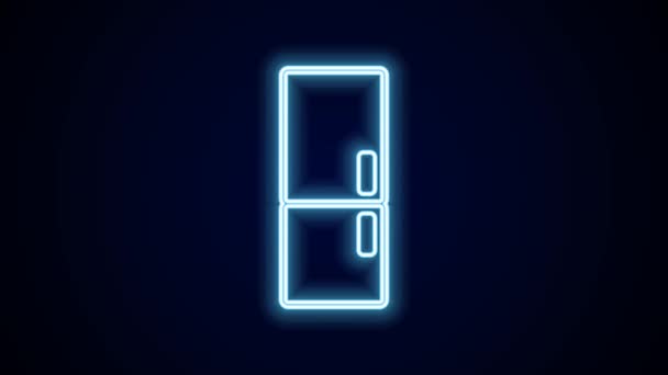 Glowing neon line Refrigerator icon isolated on black background. Fridge freezer refrigerator. Household tech and appliances. 4K Video motion graphic animation. - Footage, Video