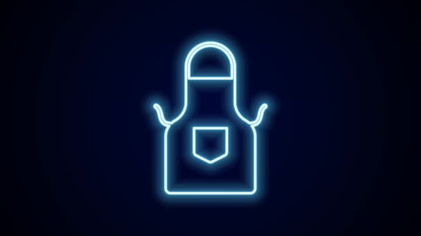 Zářící neonová čára Kuchyňská zástěra ikona izolované na černém pozadí. Kuchařská uniforma na vaření. Grafická animace pohybu videa 4K. - Záběry, video