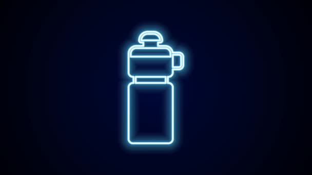 Žhnoucí neon line Fitness Shaker ikona izolované na černém pozadí. Sportovní třepačka s víčkem na vodu a proteinové koktejly. Grafická animace pohybu videa 4K. - Záběry, video