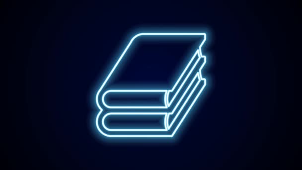 Zářící neonová čára Ikona knihy izolovaná na černém pozadí. Grafická animace pohybu videa 4K. - Záběry, video