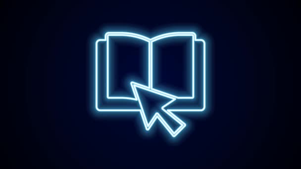 Glowing neon line Online book icon isolated on black background. Internet education concept, e-learning resources, distant online courses. 4K Video motion graphic animation. - Footage, Video