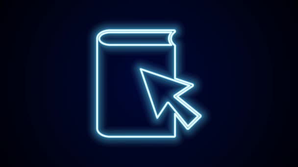 Glowing neon line Online book icon isolated on black background. Internet education concept, e-learning resources, distant online courses. 4K Video motion graphic animation. - Footage, Video