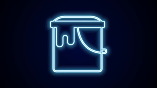 Glowing neon line Paint bucket icon isolated on black background. 4K Video motion graphic animation. - Footage, Video