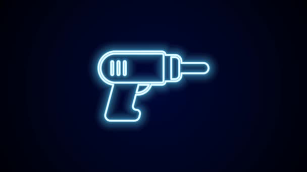 Glowing neon line Electric drill machine icon isolated on black background. Repair tool. 4K Video motion graphic animation. - Footage, Video