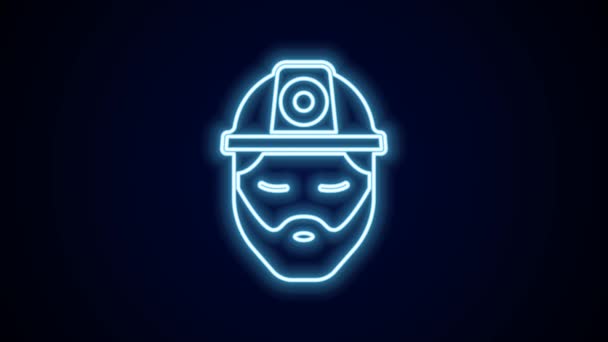 Gloeiende neon lijn Builder icoon geïsoleerd op zwarte achtergrond. Bouwvakker. 4K Video motion grafische animatie. - Video