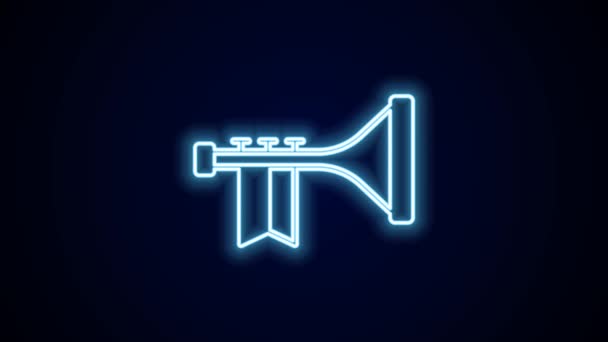 Glowing neon line Trumpet icon isolated on black background. Musical instrument. 4K Video motion graphic animation. - Felvétel, videó
