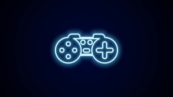 Línea de neón brillante Icono de Gamepad aislado sobre fondo negro. Controlador de juego. Animación gráfica de vídeo 4K. - Metraje, vídeo