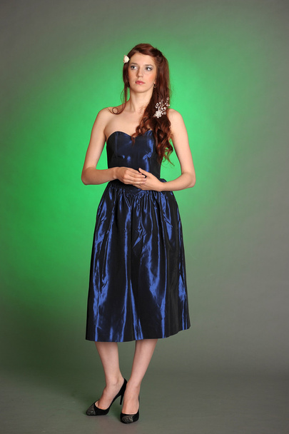 Girl in a blue dress - Photo, Image