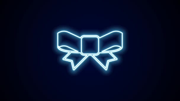 Glowing neon line Gift bow icon isolated on black background. 4K Video motion graphic animation. - Footage, Video