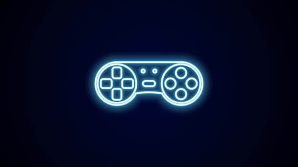 Lumineux néon ligne Game controller ou joystick pour console de jeu icône isolée sur fond noir. Animation graphique de mouvement vidéo 4K. - Séquence, vidéo