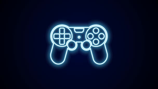 Lumineux néon ligne Game controller ou joystick pour console de jeu icône isolée sur fond noir. Animation graphique de mouvement vidéo 4K. - Séquence, vidéo