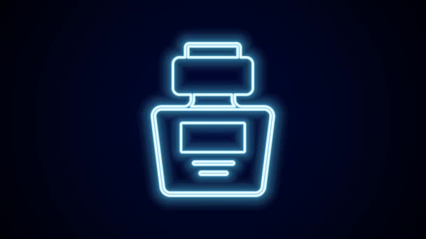 Ragyogó neon vonal Parfüm ikon elszigetelt fekete háttérrel. 4K Videó mozgás grafikus animáció. - Felvétel, videó