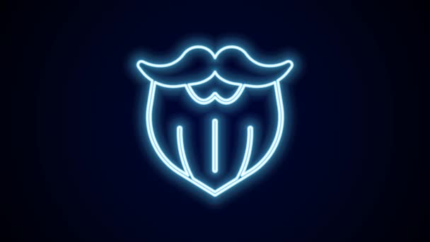 Glowing neon line Mustache and beard icon isolated on black background. Barbershop symbol. Facial hair style. 4K Video motion graphic animation. - Footage, Video