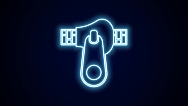 Świecąca neonowa ikona Zipper na czarnym tle. 4K Animacja graficzna ruchu wideo. - Materiał filmowy, wideo
