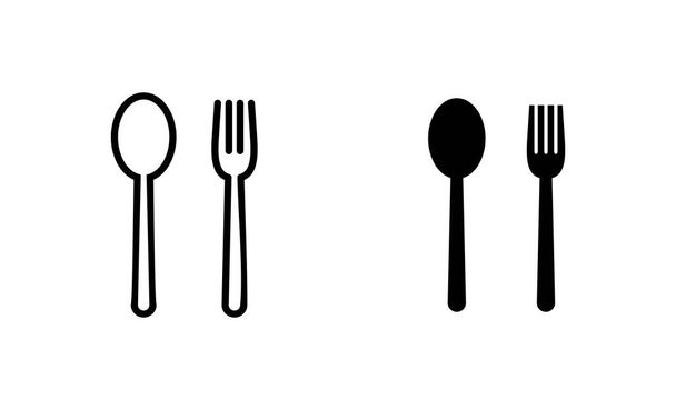 набор иконок ложки и вилки. ложка, вилка и вектор иконок ножа. знак ресторана и символ - Вектор,изображение