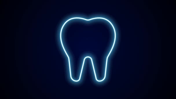 Φωτεινή γραμμή νέον Εικονίδιο δοντιού απομονωμένο σε μαύρο φόντο. Δόντι σύμβολο για την οδοντιατρική κλινική ή οδοντιατρείο ιατρικό κέντρο και οδοντόπαστα πακέτο. 4K Γραφική κίνηση κίνησης βίντεο. - Πλάνα, βίντεο