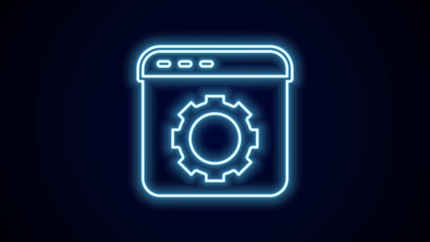 Glowing neon line Browser setting icon isolated on black background. Adjusting, service, maintenance, repair, fixing. 4K Video motion graphic animation. - Footage, Video