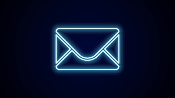Ragyogó neon vonal Mail és e-mail ikon elszigetelt fekete alapon. Boríték szimbólum e-mail. E-mail üzenet jel. 4K Videó mozgás grafikus animáció. - Felvétel, videó