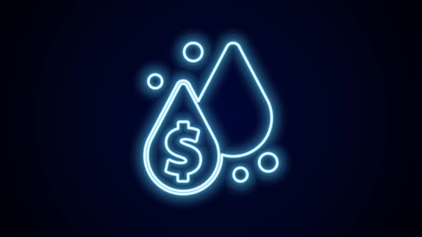 Žhnoucí neonová čára Olejová kapka s ikonou symbolu dolaru izolovaná na černém pozadí. Cena ropy. Ropný a ropný průmysl. Grafická animace pohybu videa 4K. - Záběry, video