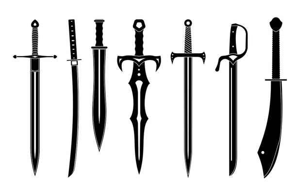 Icono conjunto de espadas antiguas
.  - Vector, imagen