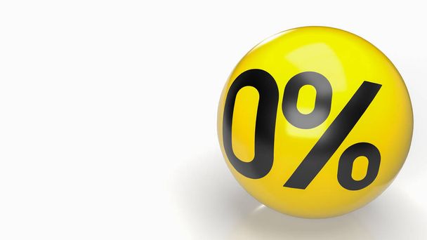 The  zero percent on yellow ball  3d rendering - Photo, Image