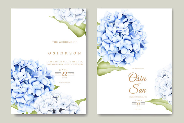 hermosa hortensia floral boda invitación tarjeta - Vector, Imagen