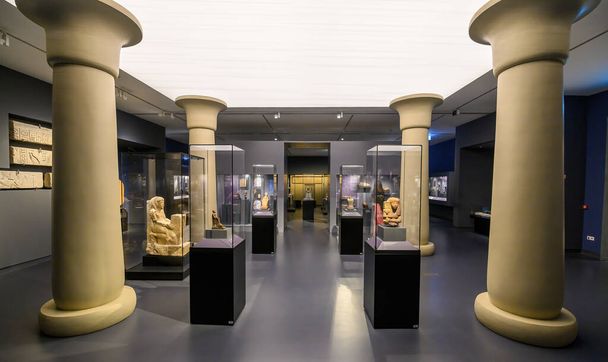 Budapest, Hungary. Interior of the Museum of Fine Arts. Ancient Egypt Culture Artifacts - Photo, Image