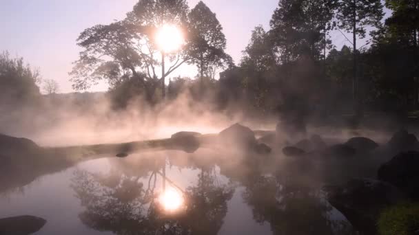 Morning Light with Chae Son Hot Spring in Chae Son National Park at Lampang province, Thailand. - Footage, Video