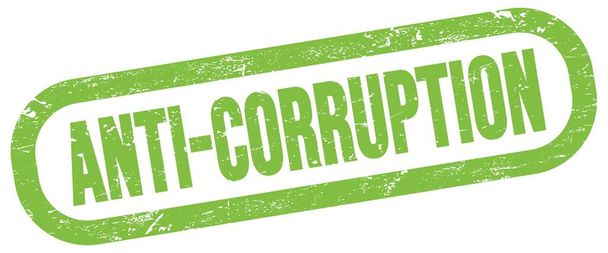 ANTI-CORRUPTION, szöveg a zöld téglalap alakú bélyegzőtáblán. - Fotó, kép