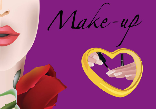 cosmetics for female beauty with love - Vector, Image