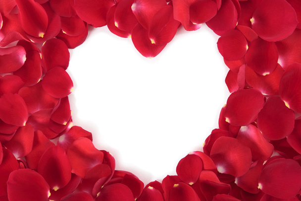 Kalp şekli kare kırmızı gül yaprakları ile - Fotoğraf, Görsel