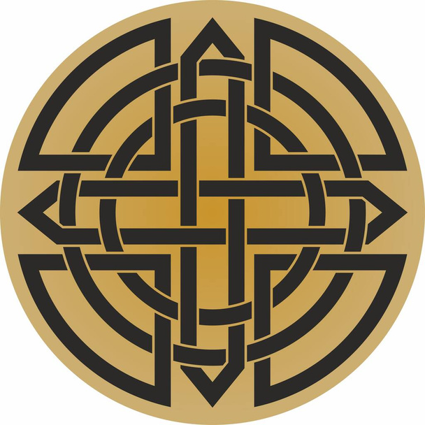 Векторне золото і чорний кельтський вузол. Орнамент стародавніх європейських народів. Знак і символ ірландців, шотландців, британців, франків - Вектор, зображення
