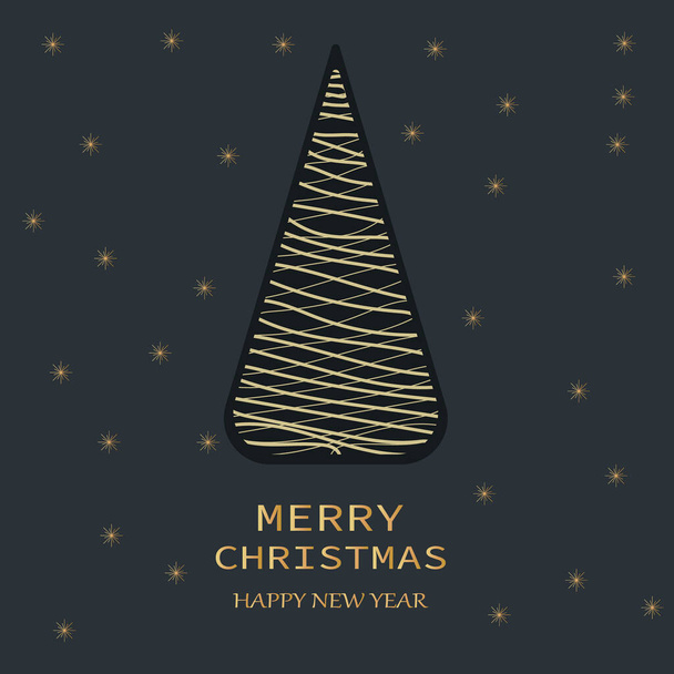 Feliz año nuevo tarjeta de Navidad, fondo de oro negro. Para saludos con decoración festiva. Prima - Vector, imagen