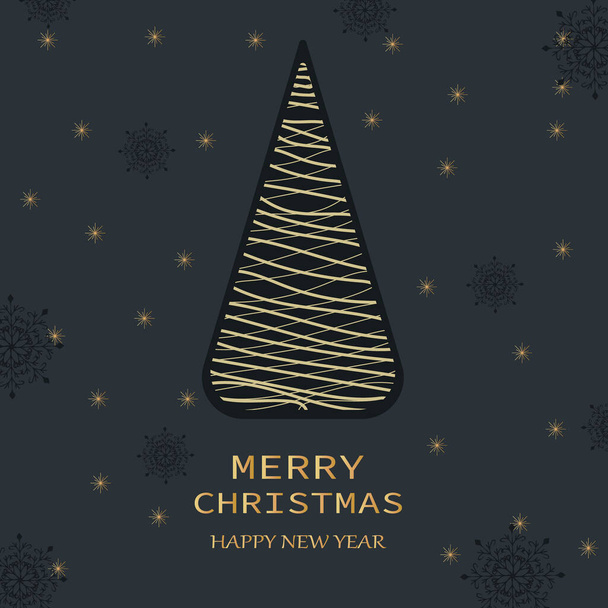 Feliz año nuevo tarjeta de Navidad, fondo de oro negro. Para saludos con decoración festiva. Prima - Vector, Imagen
