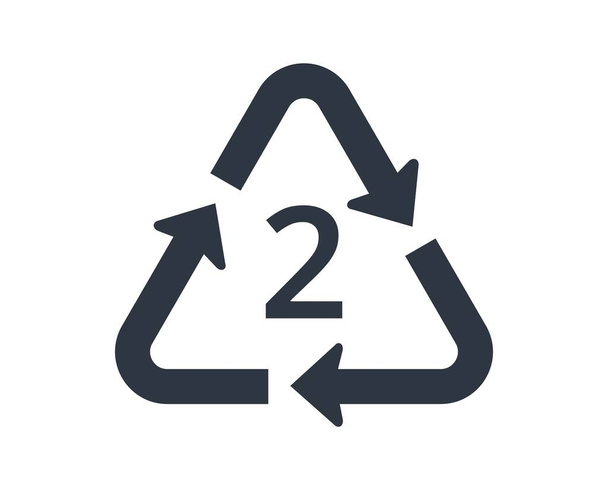 Reciclar ícone de HDPE, número 2. Conceito de ecologia e embalagem. Ilustração vetorial - Vetor, Imagem