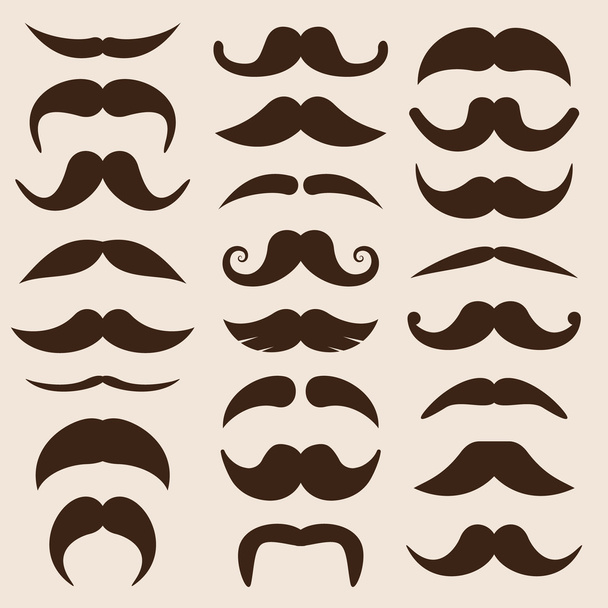 Set of vector moustaches in retro style - Διάνυσμα, εικόνα