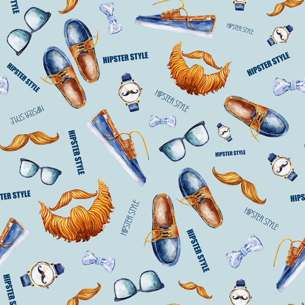 Seamless pattern with stylish hipster things. - Photo, Image