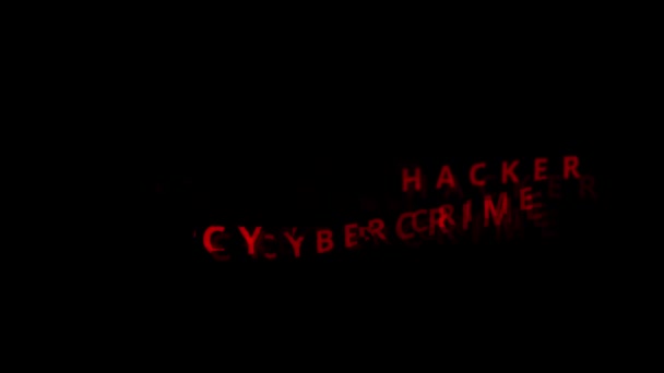Επαγγελματικό σύννεφο λέξεων ασφάλειας ΤΠ με επιγραφές δυσλειτουργίες για το ηλεκτρονικό έγκλημα και την προστασία της απάτης ή επιθέσεις phishing hacker που προστατεύουν παραβιάσεις της ασφάλειας των δεδομένων και βλάβες του συστήματος - Πλάνα, βίντεο
